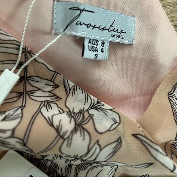 NWT Two Sisters The Label Pink Floral Ruffle Dress Sz US 4 AU 8 Small - Picture 3 of 14